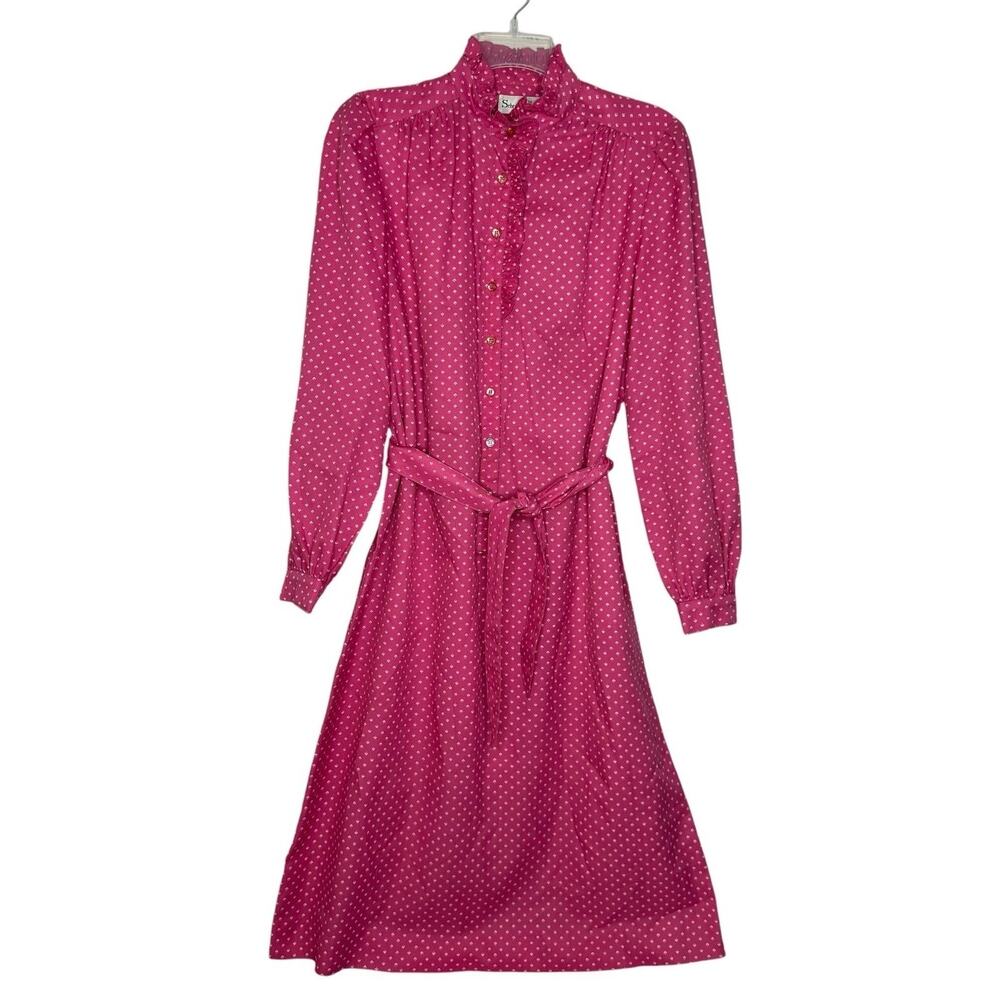 Schrader Sport New York Pink Lightweight Belted Midi Dress 10 Vintage Retro